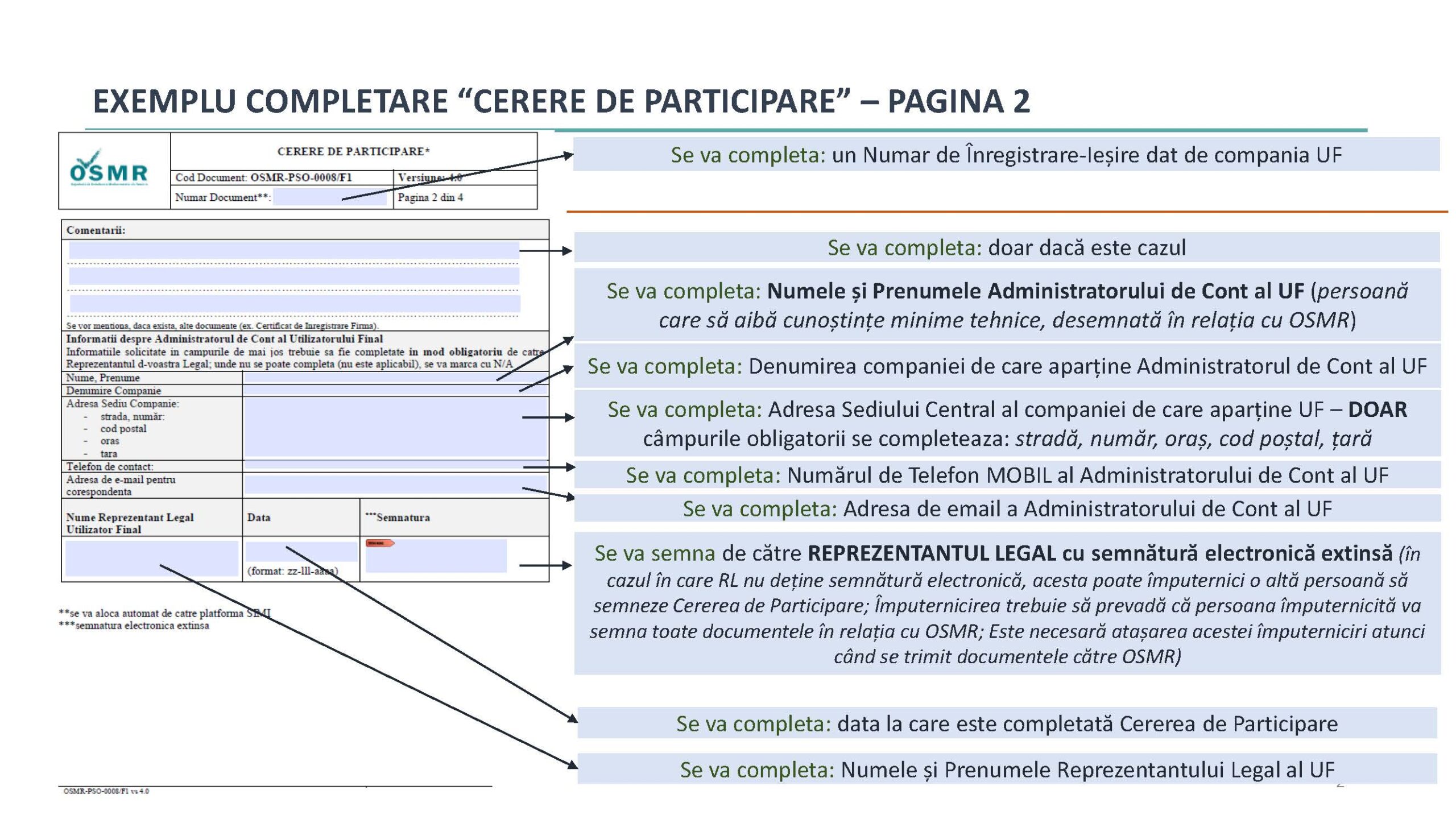 Exemple completare documente: înscriere / închidere cont 3 - Exemplu completare documente OSMR 2 scaled EXEMPLU COMPLETARE “CERERE DE PARTICIPARE” PAGINA 2